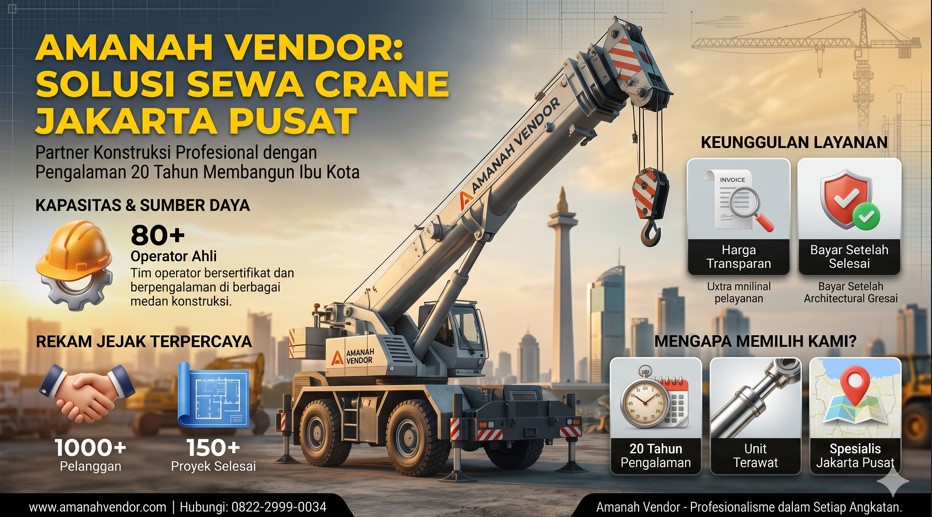 Sewa Crane Harapan Mulya Jakarta Pusat, Hubungi TLP/WA 0822-2999-0034