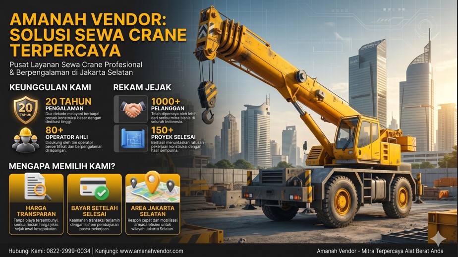 Sewa Crane Kebayoran Lama Jakarta Selatan, Hubungi TLP/WA 0822-2999-0034
